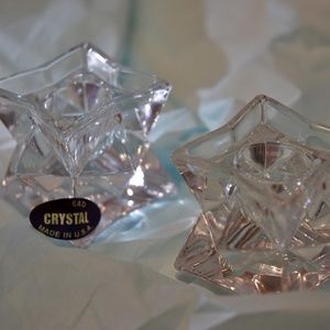 NWOT Set of Crystal Taper Candle Holders